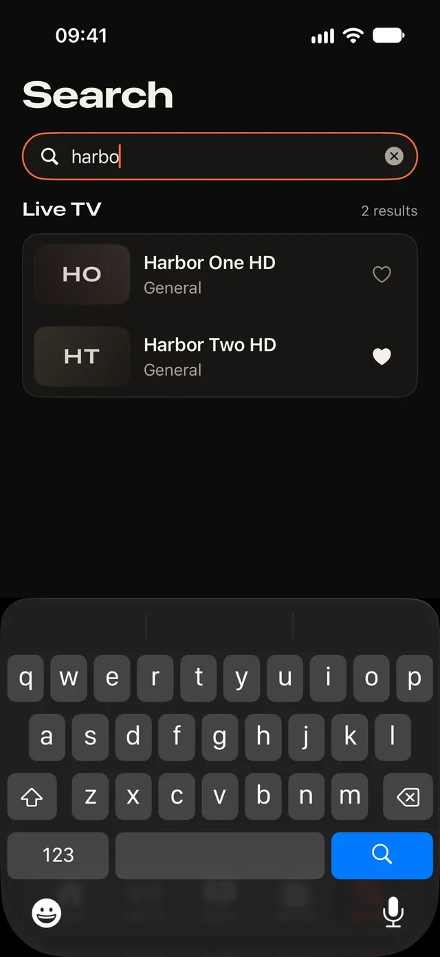 Search results: two matching channels