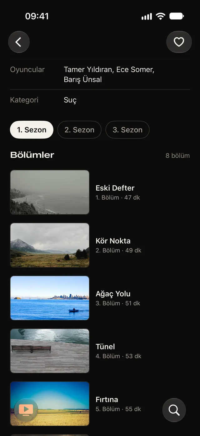 Dizi ekranı: sezonlar ve bölümler